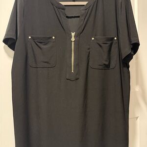 Anne Klein Black Top with Zipper Detail